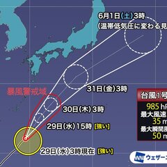 【台風】台風1号（イ…