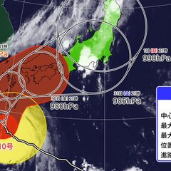 【台風進路】台風10…