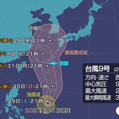【要注意】台風9号(…